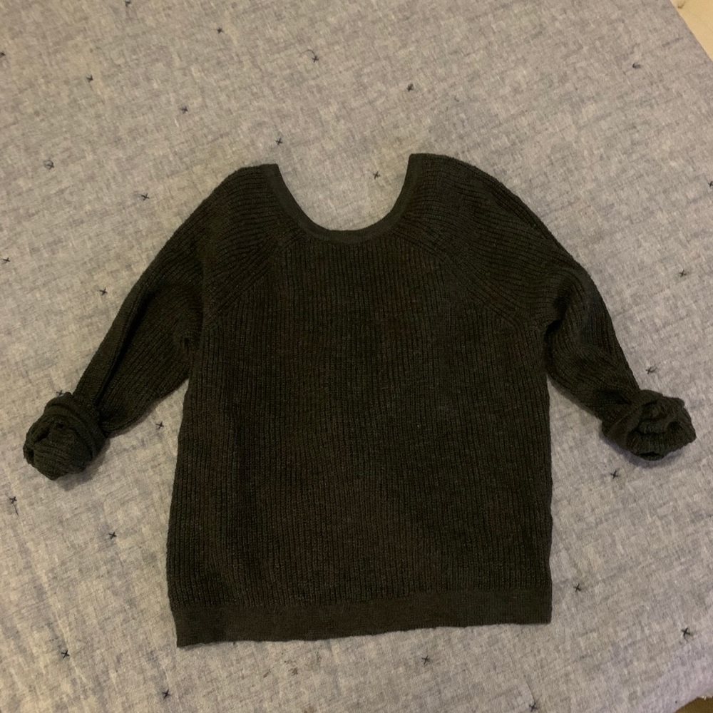 Aerie Dark Gray Twist Back Sweater